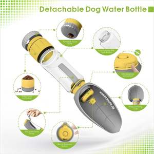 Botella de Agua para Perros con Contenedor de Comida, Diseño Superior, Portátil, a Prueba de Fugas, Tazón de Viaje para Mascotas, Gris Amarillo - Product Image 6