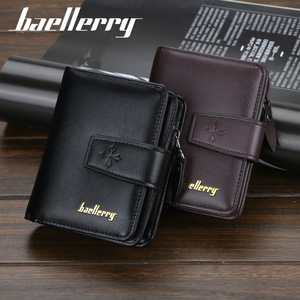 กระเป๋าสตางค์สั้นผู้ชายแบรนด์ Baellerry สีดำ กระเป๋าใส่เหรียญแบบมีซิปอเนกประสงค์ พร้อมช่องใส่บัตร ตัวล็อคแบบกดแนวตั้ง ใช้ได้ทุกวัน - Product Image 3
