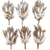 Buket Bunga Kering Rustic Desain Pampas Bunga Kering Mini Buket Bunga G30 Tren Terbaru Kotak Karton Pernikahan Paskah 10cm