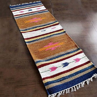 Geometric Pattern Area Rug Rectangle Bohemian Style Handmade Wool Acrylic Flat Pile Living Room Decor