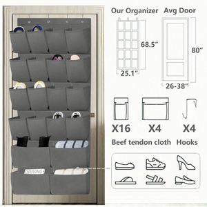 Wall Mounted Over the Door Hanging <b>Shoe</b> Organizer, Hanging <b>Shoe</b> Organizer, Behind Door Hanging <b>Storage</b> Organizer with 20 Pockets - Product Image 3