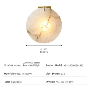 Brass Alabaster Wall Lamp Natural Stone Modern Luxury Nordic Swing Arm Bedroom Bedside Hotel Villa Factory Wholesale Custom LED - Product Image 3