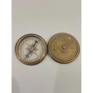 Boussole en laiton ALFA NAUTICAL, style vintage, 2 pouces, calendrier 100 ans, multifonction, portable, poche, randonnée, navigation, étui en cuir - Product Image 6