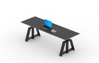 Bureau de direction réglable en hauteur, bureau moderne pour manager, bureau debout avec pieds en A noirs