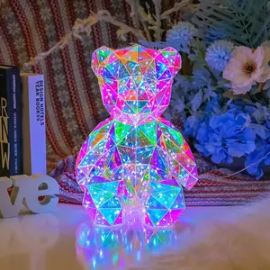 Trending उत्पादों टेडी भालू एलईडी प्रकाश 2023 वैलेंटाइन उपहार नई आगमन के लिए फिल्म पीवीसी रंगीन चमक भालू जन्मदिन घर की सजावट