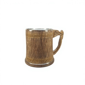 Taza de Madera de Diseño Nórdico con Asa Grabada con Láser, Estilo Moderno, Hecha a Mano, Artesanía Hasan, para Uso Doméstico - Product Image 3