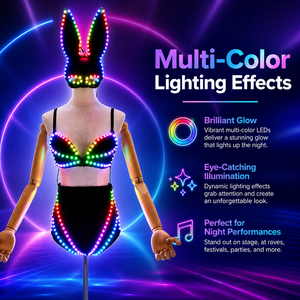 Ensemble d'ambiance d'Halloween unisexe pour adultes, tenue lumineuse à LED, costume de performance Gogo, cosplay de lapine - Product Image 4