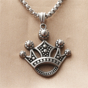 Tibetan <b>Silver</b> <b>Crown</b> Pendant Necklace Women's Retro Punk Style Geometric Design Party Jewelry 19015 - Product Image 1