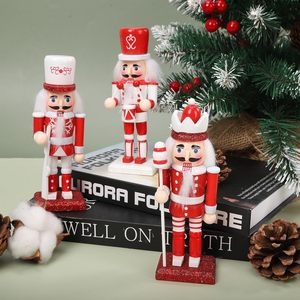 En stock : Ensemble de 3 <span class=keywords><strong>Casse</strong></span>-Noisettes Soldats <span class=keywords><strong>Roi</strong></span> en bois blanc et rouge de 15 cm pour la décoration de Noël - Product Image 1