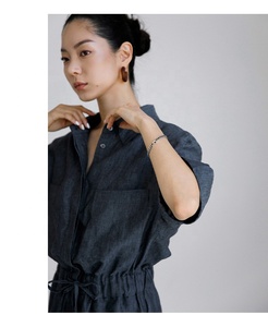Personnalisé été modeste mode élégant décontracté <span class=keywords><strong>combishort</strong></span> femmes sans manches ceinturé taille barboteuse poches 100% <span class=keywords><strong>lin</strong></span> combinaison - Product Image 1