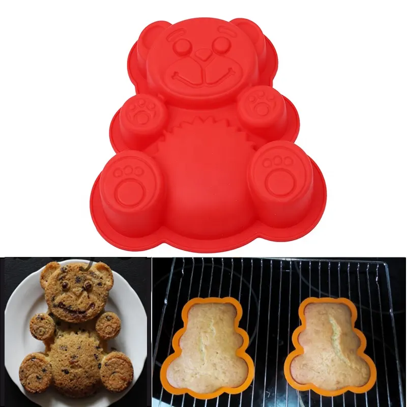 3D Lovely Bear Form Cake Mold Silicone Mold Baking Tools Kitchen Fondant Cutters Taart Silikonowe 3D Handmade Random Color