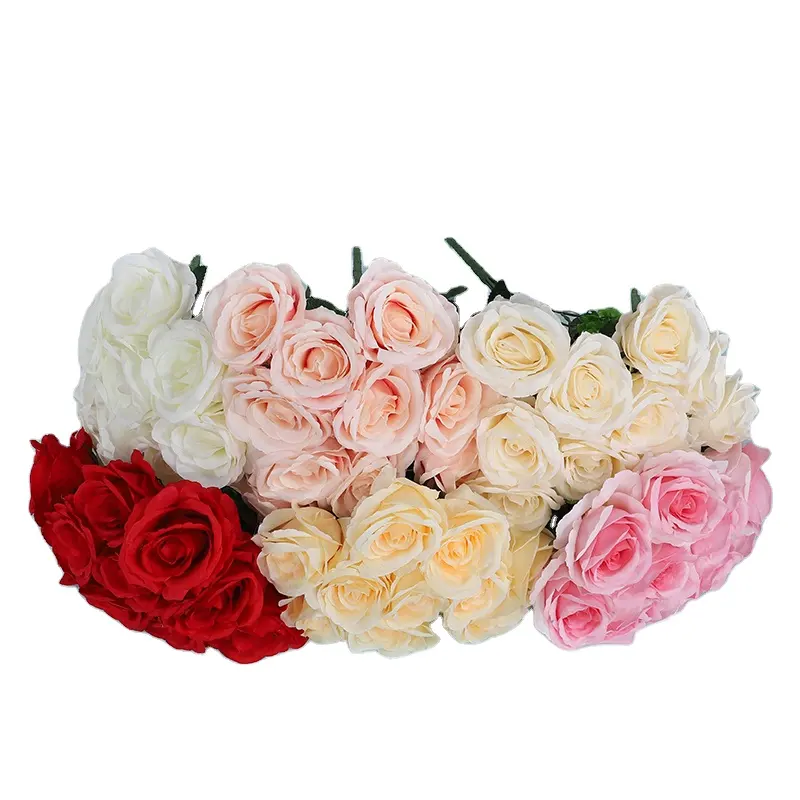 Ramo de rosas de flores para decoración del hogar y festival, venta al por mayor, gran oferta