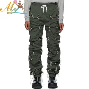 Pantaloni Cargo tattici in Nylon elasticizzato Slim fit da uomo color kaki e bianco con Logo personalizzato all'ingrosso