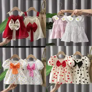 Crianças meninas vestido verão algodão bonito bebê menina vestidos