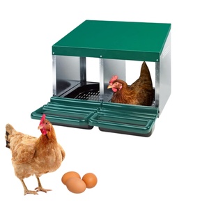 Poulailler en métal avec compartiment coulissant, nichoir, perchoir et couvercle - Cage pour animaux - Product Image 3