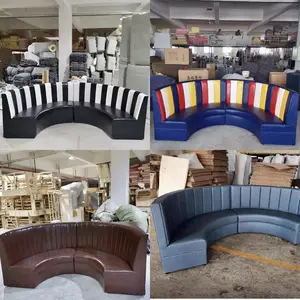 Factory Restaurant Bar Furniture Cafe Ktv Nightclub Round Half Circle Curve U Shape Restaurant Booth Seating Sofa