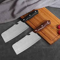 Couteau de cuisine en acier inoxydable, couteau à découper, à trancher, à couper la viande et les légumes, multifonctionnel, double usage, couteau de chef, manche en plastique