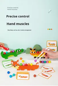 ของเล่นเด็กขายส่ง ของเล่นมอนเตสซอรี่เสริมพัฒนาการด้านการรับรู้สี ของเล่นไม้รูปการ์ตูนจิ้งจอก ตัวหนีบลูกปัด เกมเสริมทักษะ - Product Image 4