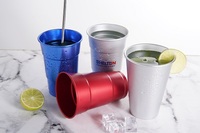 Gobelet en aluminium recyclable de 16 oz, personnalisé, multicolores, jetable, pour mariage, fête, camping, en métal, pour la bière