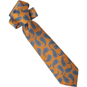 <span class=keywords><strong>Cravate</strong></span> d'affaires faite à la main pour hommes Cravates en <span class=keywords><strong>soie</strong></span> imprimée en satin personnalisé en gros avec motif cachemire bleu et <span class=keywords><strong>cravate</strong></span> sur fond doré - Product Image 4