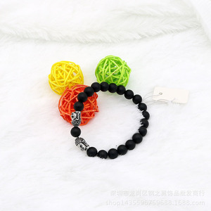 Pulsera de cuentas de ágata negra mate yunnique con cabeza de Buda de plata tibetana para hombres y mujeres, regalo de joyería de moda, cuentas redondas de 8mm - Product Image 2