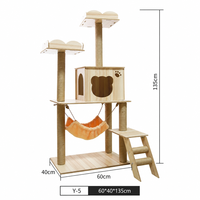 Arbre à chat de luxe moderne sur mesure, design vert, en bois, avec griffoir, maison et tour d'escalade, pour vente en gros
