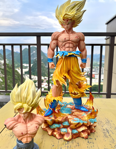 Sculpture d'art Dragon Ball Z Super Saiyan <span class=keywords><strong>Goku</strong></span> de haute qualité, 35 cm, en résine peinte à la main, avec base LED, décoration d'intérieur - Product Image 1
