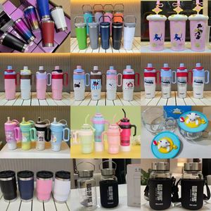 <b>Large</b> Capacity 40oz Car Sports Ice Master Water Bottle with Commuting Handle Stainless Steel Straw Thermal <b>Cup</b> - Product Image 4