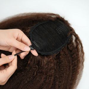 Extensiones de Cabello de Cola de Caballo Rizado Afro de Alta Calidad, 3B 3C, Remy Brasileño, con Clip, para Mujer, Negro Natural, 100g, CARA - Product Image 2