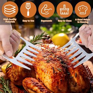 Garra Desmenuzadora de Carne de Acero Inoxidable con Mango de Madera, Accesorios para Barbacoa y Camping al Aire Libre - Product Image 2