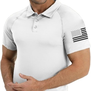 Chemise à manches courtes pour homme en tricot, imprimé graphique, tissu extensible et respirant, design patriotique américain, style sportif raglan pour le golf - Product Image 4