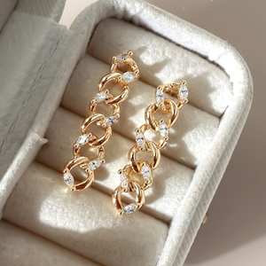 Pendientes de Moda Clásicos con Circonitas, Chapados en Oro de 14K, para Mujer, Venta al Por Mayor - Product Image 1