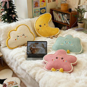 Coussins en velours côtelé étoile, lune et nuage, coussins de canapé pour enfants et oreillers de lit, accessoires de décoration doux pour la maison - Product Image 5