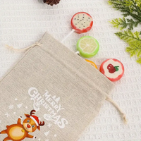Sac cadeau de Noël en toile de jute avec cordon de serrage, pochette de rangement, sac anti-poussière en jute avec cordon, durable, personnalisable avec logo
