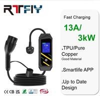 Nouveau design, chargeur EV portable 13A 3kW, type 2, UK 3 broches, noir, recharge de véhicule électrique avec écran, état neuf, étanche IP65