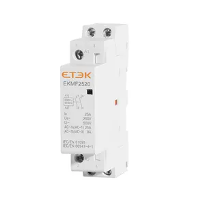 ETEK AC type mini modular contactor 220v 2 pole 2 NO magnetic 2p 1phase 25A electric contactors