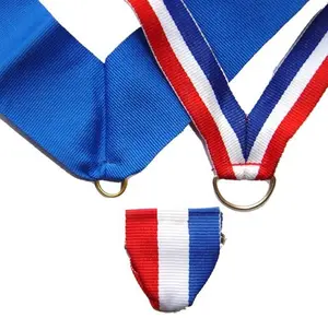 Fabricante personalizado poliéster cordón medalla Correa oro medalla Clip con correa de cincha para medalla cordón