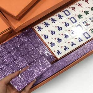 Luxury Modern Foldable Portable Sparkle Purple Glitter American Mahjong Tiles Two Layer Transparent Acrylic US <strong>Majong</strong> <strong>Set</strong> - Product Image 2