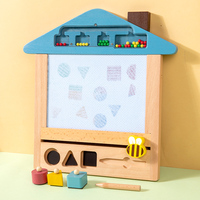 Tableau magnétique en bois en forme de maison, jeu d'art créatif avec perles 4 couleurs et tri de formes pour tout-petits, certifié CE CPC, vente en gros, OEM, personnalisable