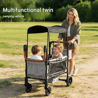 Chariot de camping multifonctionnel pliable et portable avec auvent, adapté aux jumeaux ou à deux enfants