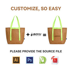 Dupont orta günlük kullanım kağıt çanta tek omuz çantası yıkanabilir Kraft pamuk keten astar dayanıklı doğal Ecobags mektup - Product Image 2