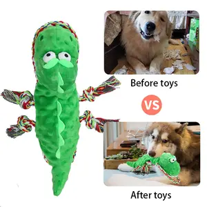 LovePaw 2024 New Dinosaur Tug Of War Pet Toys Tough Plush Dog Chew Toy Interactive Dog Squeaky Toy For Small Medium Large Dogs