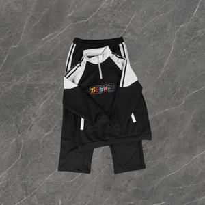 ชุดวอร์มกีฬาแบบใหม่ปี 2025 ออกแบบโลโก้ได้เอง สีดำขาว ตัดต่อผ้า ซิป ชุดออกกำลังกาย - Product Image 2