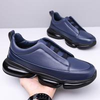 Baskets à enfiler en cuir véritable de qualité supérieure 2026 pour hommes avec semelle moderne épaisse à bulles, chaussures de marche amorties pour un confort tout au long de la journée