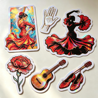 Autocollants Flamenco Personnalisés Culture Espagnole Découpés à la Forme Holographiques Imperméables en Vinyle pour Bouteille Ordinateur Portable Bagage Décoration