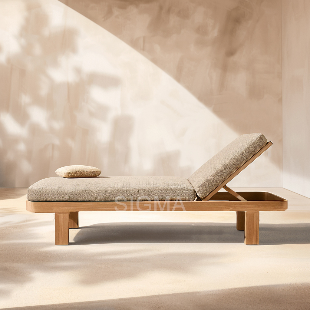 Handcraft outdoor furniture pool lounger teak wood sunbed customized new outdoor chaise lounge