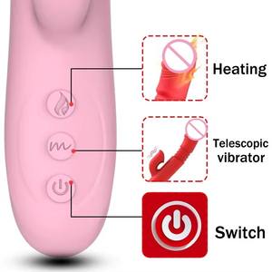 Vibromasseur réaliste télescopique à <span class=keywords><strong>triple</strong></span> stimulation avec logo personnalisé, fonction de chauffage et de léchage - Product Image 2