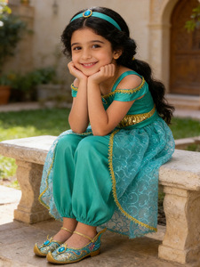 Nuevo Conjunto de Vestido de Dos Piezas para Niñas, Disfraz de Princesa Jasmine de <span class=keywords><strong>Las</strong></span> <span class=keywords><strong>Mil</strong></span> y <span class=keywords><strong>Una</strong></span> Noches, con Linterna de Aladdín - Product Image 4