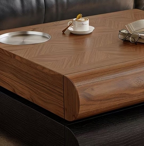 Juego de <span class=keywords><strong>Mesa</strong></span> de Centro de Madera Moderna y Duradera Estilo Wabi Simple con Incrustaciones de Acero Inoxidable, Diseño Giratorio, Decorativo y Ecológico - Product Image 5