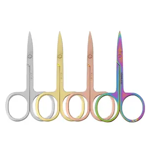 Straight Tip Stainless Steel Women Eyebrow Scissors Beauty Grooming Scissors For Hair Mustache Beard Eyebrows Ear Nose